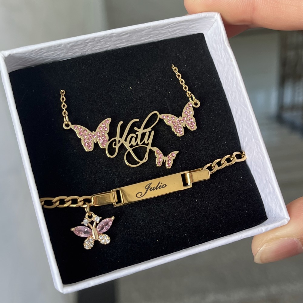Making Custom Jewelry - Duoying Custom Roze Vlinder Set Gepersonileerde