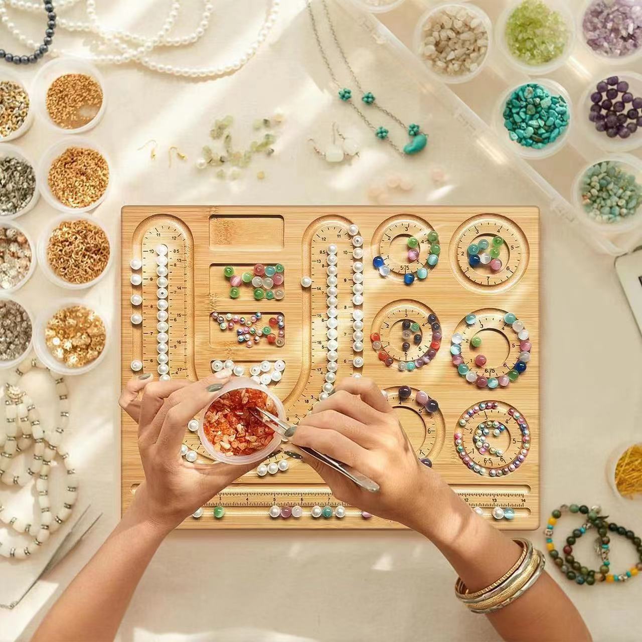 Bead Organizer Tray - 8-type houten gevlokte kralenbak DIY armband