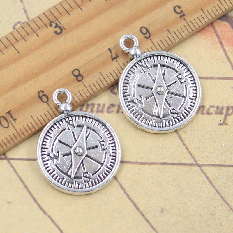 Jewelry Making Guide - 10st Charms Kompas Gids 27x20mm Antiek