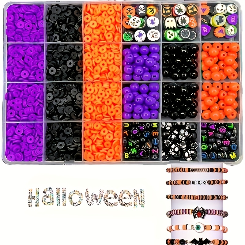 Bead Organizer Tray - 2700 stuks, Halloween gekleurde ronde kralen