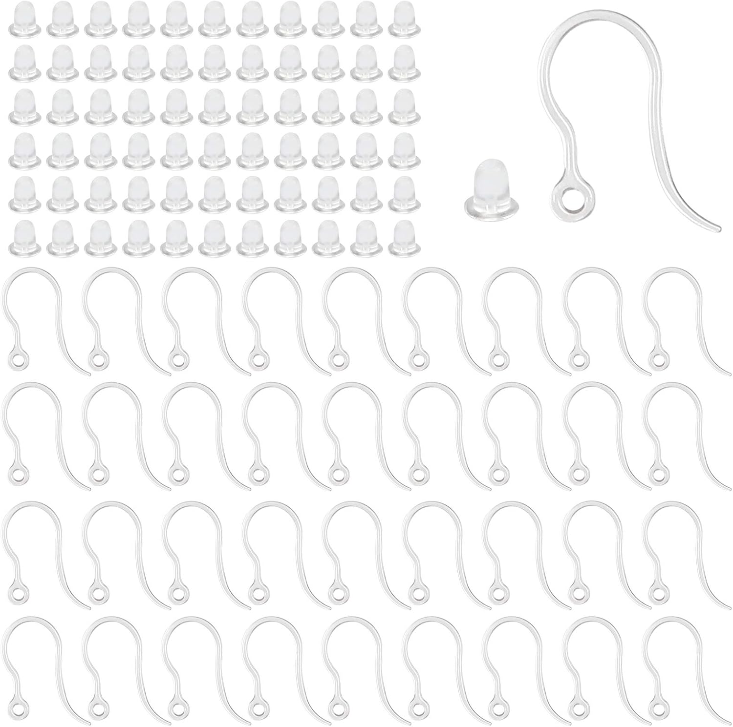 Jewelry Making School - 40 stuks doorzichtige plastic oorbelhaken oordraad