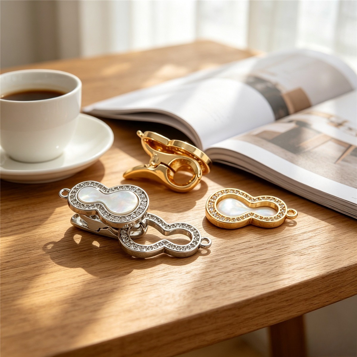 Messing 14K verguld parelmoer  - Toggle Clasp Gold recensie en prijs